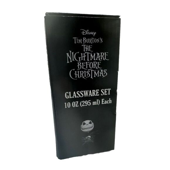 The Nightmare Before Christmas Glassware Set of 4 Glasses Disney Tim Burton 10oz - Picture 8 of 12